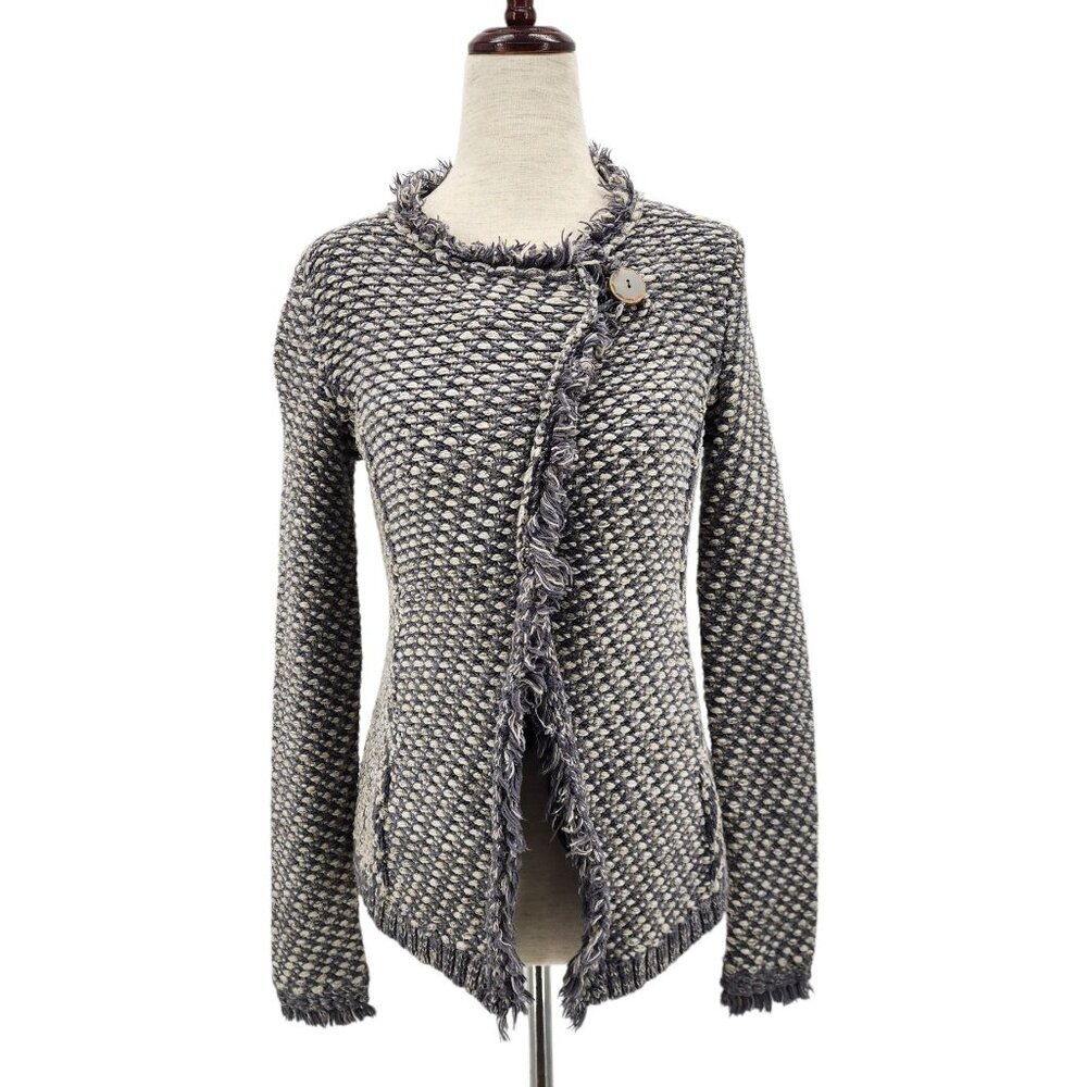 Angel of the North Womens XS Cardigan Tipperary Jacket Fringe Tweed Knit Sweater